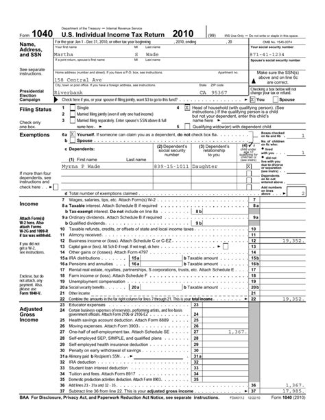 2010 Federal Tax Form 1040ez Printable Tutoreorg Master Of Documents