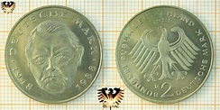 2 DM, BRD, Ludwig Erhard, 1948 Deutsche Mark Münze 1988