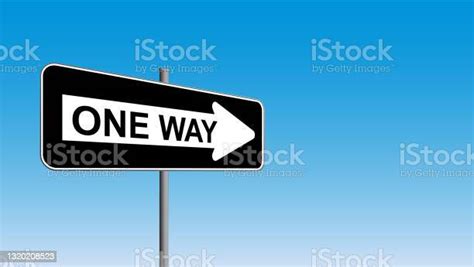 One Way Street Sign With A Blue Background Vector Illustration Stock