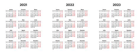 Simple 2021 2022 2023 Portuguese Calendar Grid Starts Monday Two