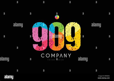 Number 909 Logo Icon Design With Grunge Texture And Rainbow Colored