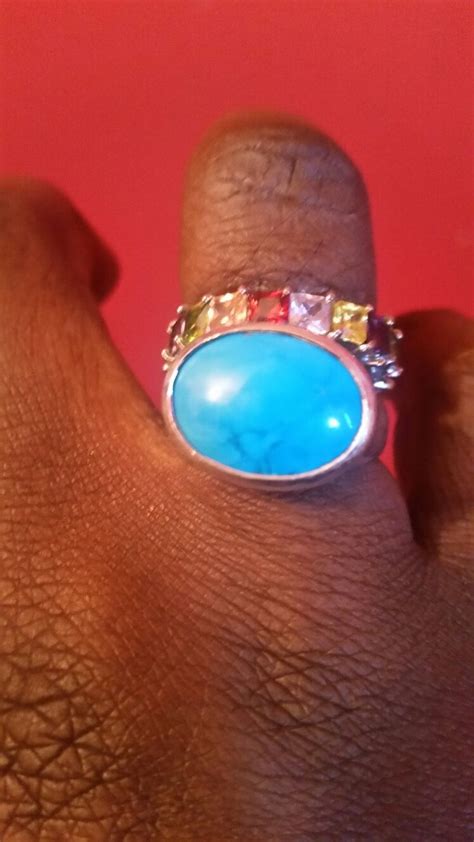 Sterling Silver And Turquoise Gemstone Ring White Gold And Multi