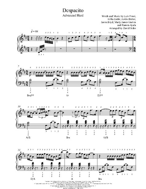 Despacito By Luis Fonsi Daddy Yankee Justin Bieber Sheet Music