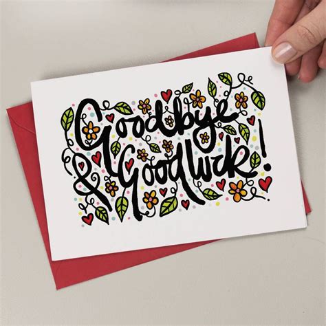 Floral Goodbye And Good Luck Leaving New Job Card By A Is For Alphabet Goodbye And Good Luck