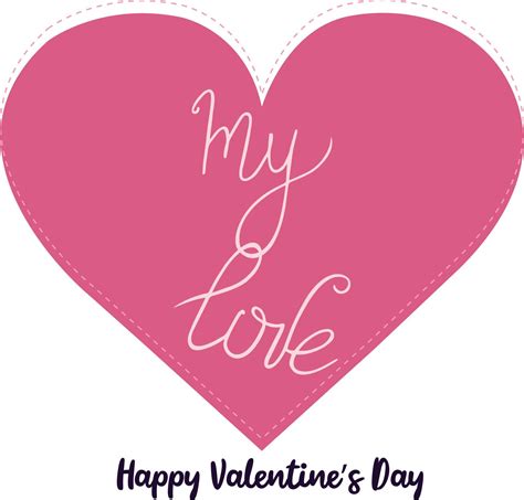 My Love Happy Valentines Day Love Card Hand Drawn Text My Love Pink Heart 13630440 Vector Art