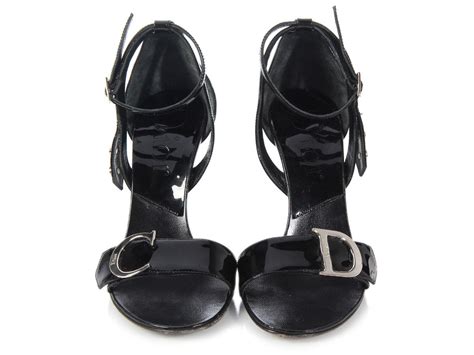 Christian Dior Black Patent Ankle Strap Sandals Anns Fabulous Closeouts