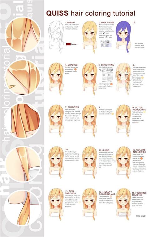 There are two types of hair in this model. Hair coloring tutorial by Quiss | Digital painting tutorials, How to draw hair, Art tutorials