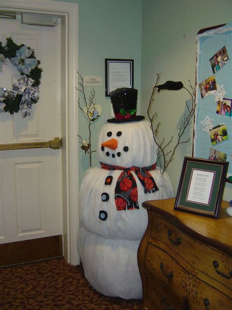 This Large Snowman Is Made From Chicken Wire And Batting Snowman