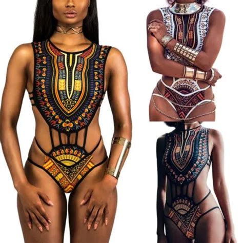 Africa Printed Tribal Style Bikini Swimsuit Women Ethnic Floral Bikini Bathing Suit Swimwear
