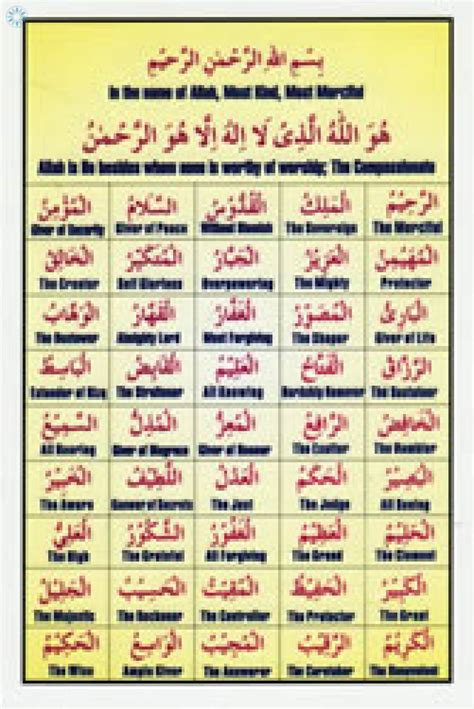 Essentials › Islamic Posters Cards › 99 Names Of Allah Small