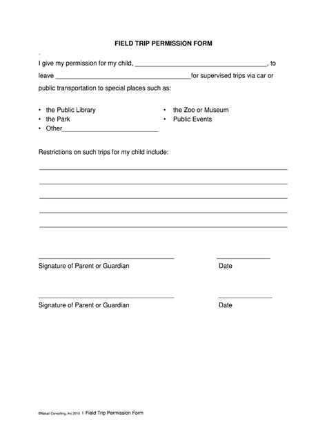 Daycare Field Trip Permission Slip Fill Out And Sign Online Dochub