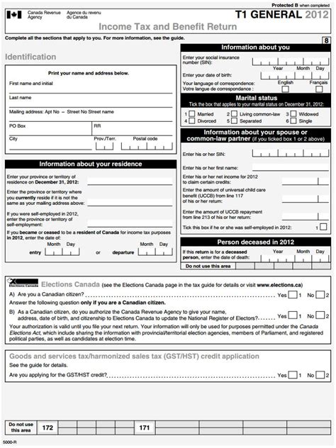 Report your income and claim tax reliefs and any repayment due to you using the sa100 tax return. Free Alberta Canada Income Tax and Benefit Return Form (T1 ...