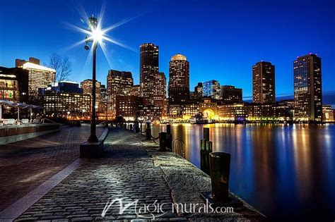 Boston Harbor At Night Wallpaper Mural By Magic Murals