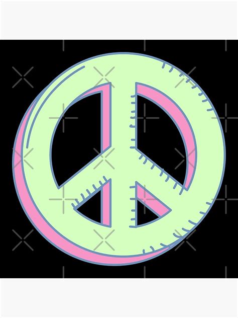 Peace Sign Cyber Pastel Goth Aesthetic In Green Pink Blue Poster