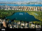Aerial shot of the Jacqueline Kennedy Onassis Reservoir in Central Park ...