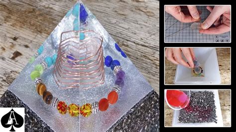 Large Orgonite Pyramid With Chakra Stonescrystals And Epoxy Resin