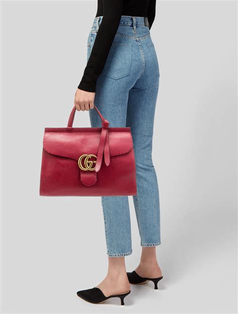 Gucci Medium Marmont Top Handle Bag Red Handle Bags Handbags