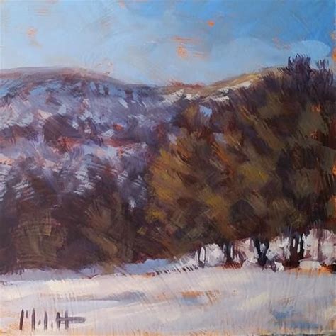 Daily Paintworks Winter Snowy Mountain Landscape Art Original Oil