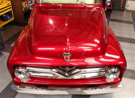 Candy Apple 1955 Ford F100 With Black Label Diamond Paint Coating