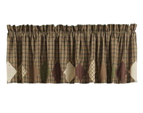 Valance 72 Inch Plaid Patchwork Green Brown Rustic Curtain Barrington