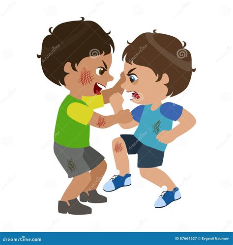 Two Boys Fighting And Scratching Part Of Bad Kids Behavior And Bullies