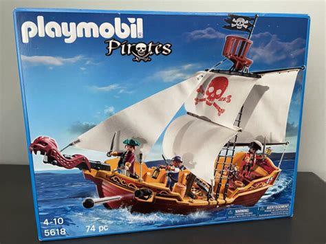 Playmobil Red Serpent Pirate Ship Set 5618 New Factory Sealed 74pcs For