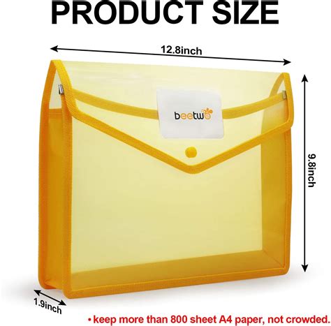 5 Pack A4 Plastic File Wallet Folders Poly Envelope Expandable File