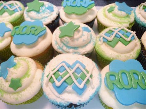 Snug the green tissue paper in between the cupcakes. Pure Delights Baking Co.: Baby Boy Shower Cupcakes