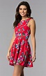 Short Floral-Print Casual Party Dress - PromGirl
