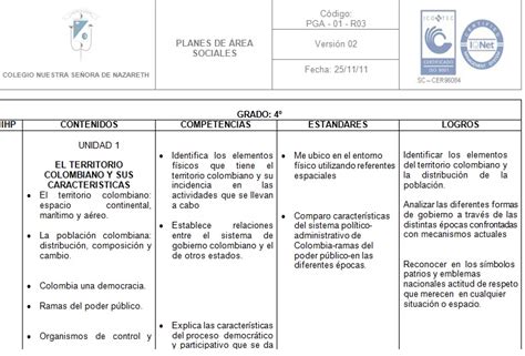 Profesora De Sociales Grado 4° Plan De Area Sociales Grado 4°