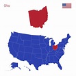The State Of Ohio Is Highlighted In Red Vector Map Of The United States ...