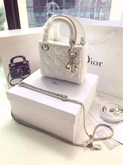 Dior White Lady Dior With Chain Mini Bagsilver Hardware Dior Purse