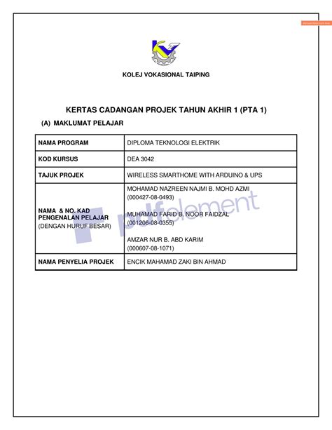 Popula populasi si masyar masyaraka akatt di malays malaysia ia semaki semakin n mening meningkat kat pada pada setiap setiap tahun tahun di samping peluang. Contoh Kertas Cadangan Projek Tahun Akhir