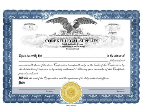 Electronic Digital Stock Certificate With Additional Options
