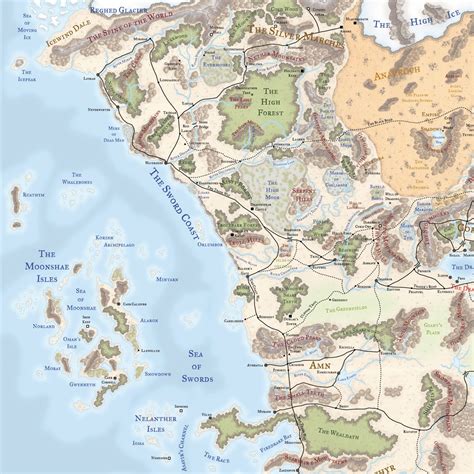 Scourge Of The Sword Coast Fantasy World Map Dnd World Map Fantasy Map