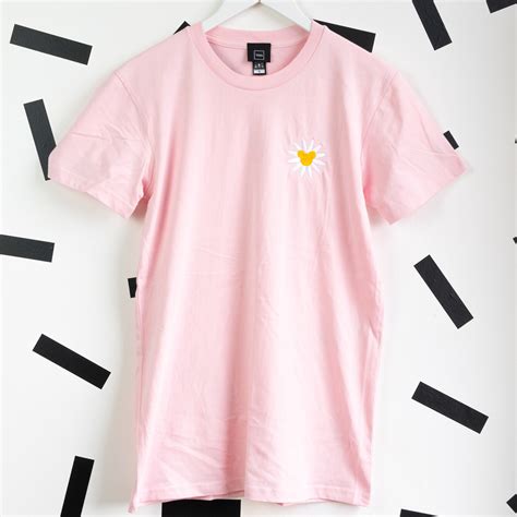 Mickey Mouse Inspired Embroidered Daisy Pink T Shirt Teeq