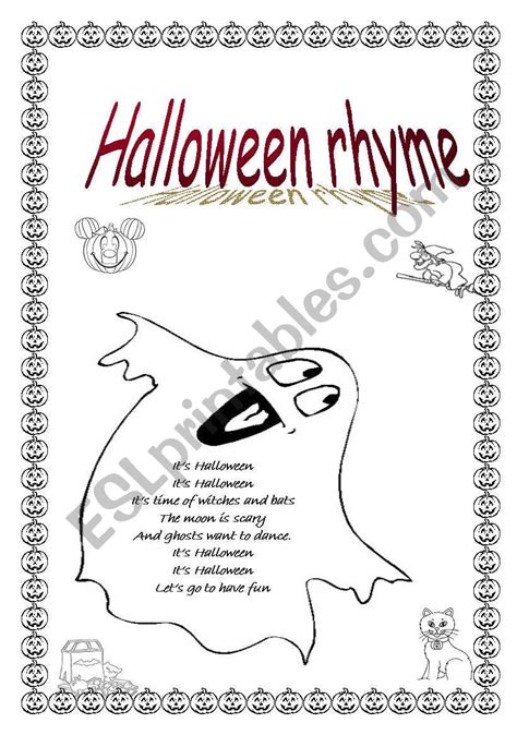 Halloween Rhyme Esl Worksheet By Purple Witch