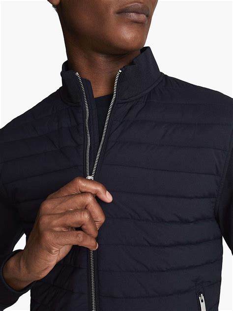 Reiss Flintoff Quilted Hybrid Jacket Navy At John Lewis And Partners