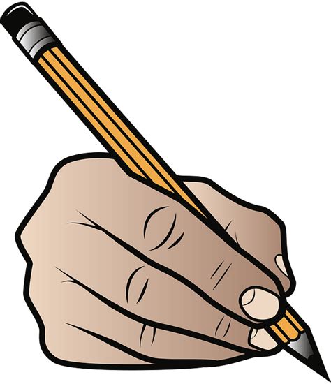 Hand Holding A Pencil In Writing Position Clipart Free Download