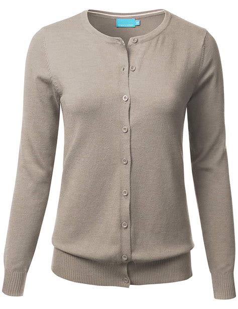 Thelovely Women And Juniors Button Down Crew Neck Long Sleeve Soft
