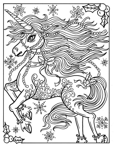 A large collection of unicorn coloring pages for kids. Christmas Unicorn Adult Coloring page Coloring book Holidays