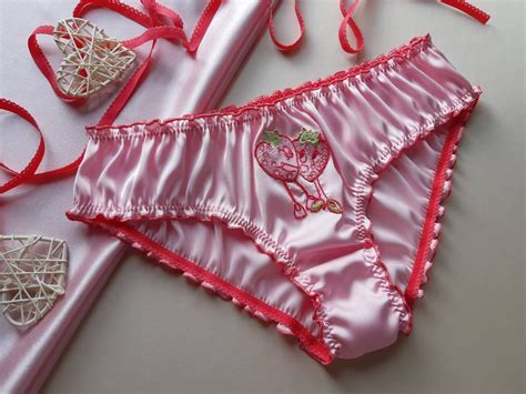 silk ruffled panties strawberry print silk knickers etsy