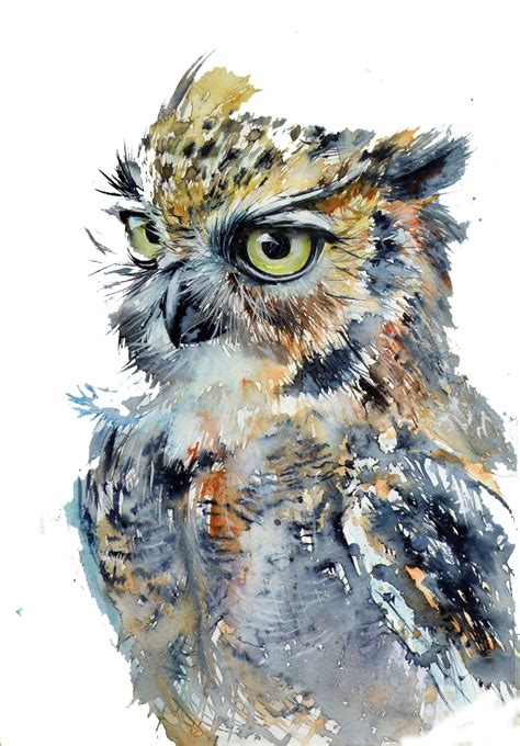 Owl Watercolor Painting Drawing Art Fierce Owl Png Download 736