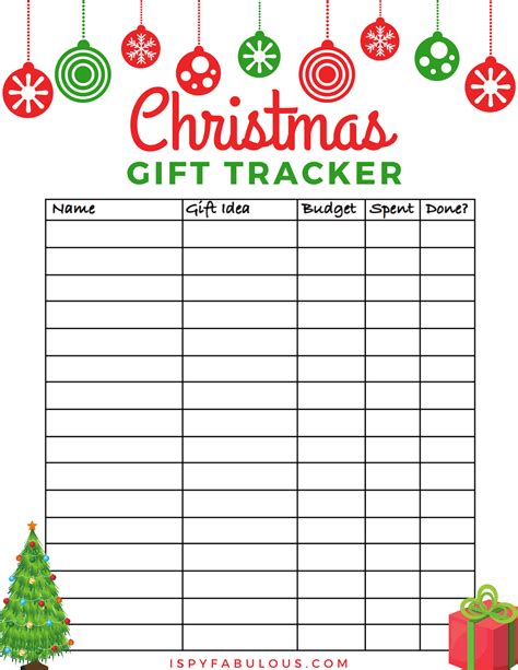 Free Printable Gift Tracker
