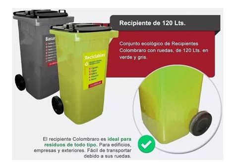 Cesto Para Residuos 120 Lts C Ruedas Tacho Basura Colombraro MPERTINO