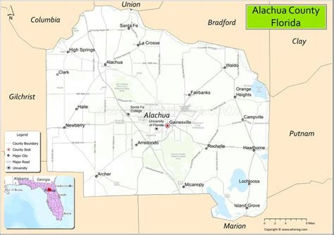 Map Of Alachua County Florida Showing Cities Highways And Important