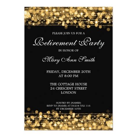 Elegant Retirement Party Gold Sparkles Invitation