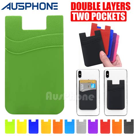 3m Double Silicone Mobile Phone Back Card Holder Wallet Stick On Cash