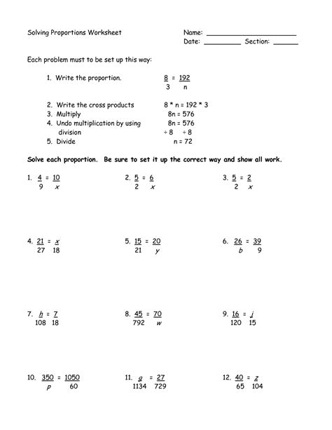 Solving Proportions Worksheet With Answers