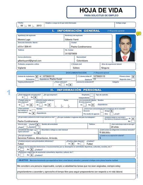 Formato De Hoja De Vida Para Hacer En Word Ejemplos De Hoja De Vida